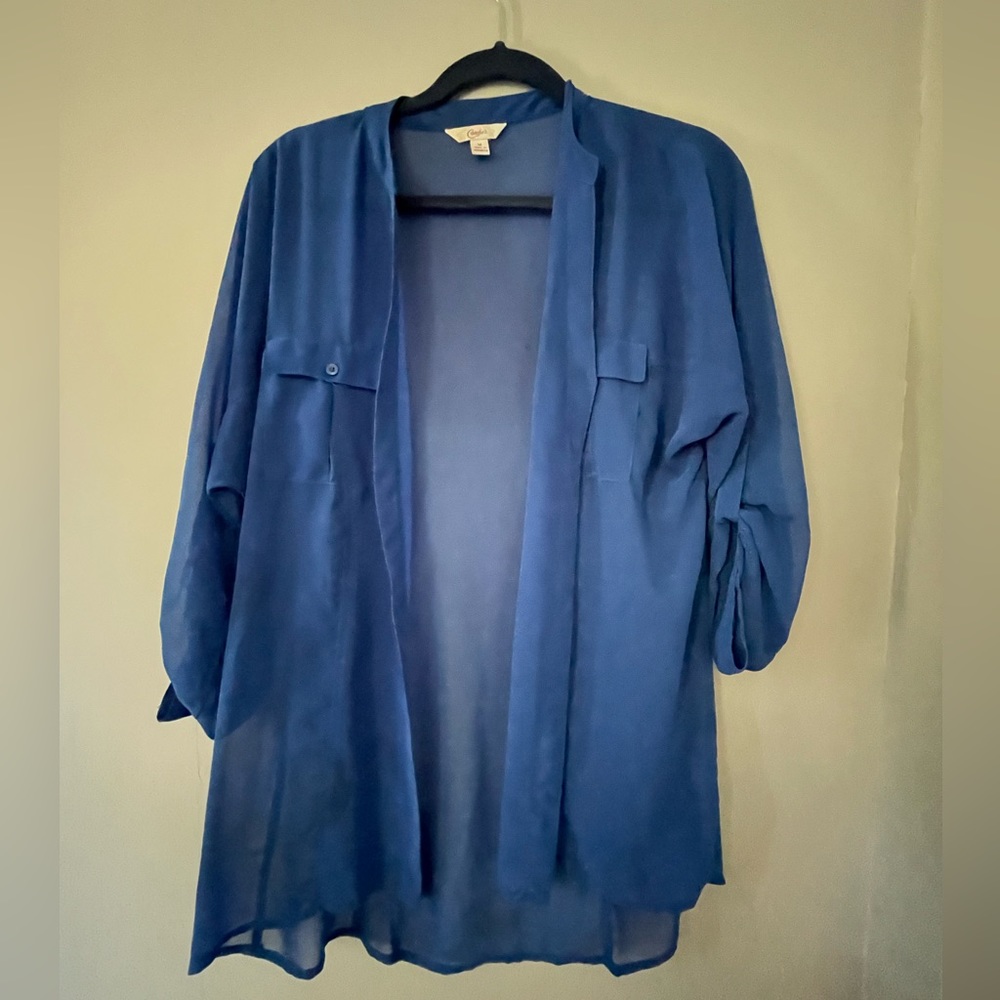 Sheer button down blouse - Picture 1 of 4